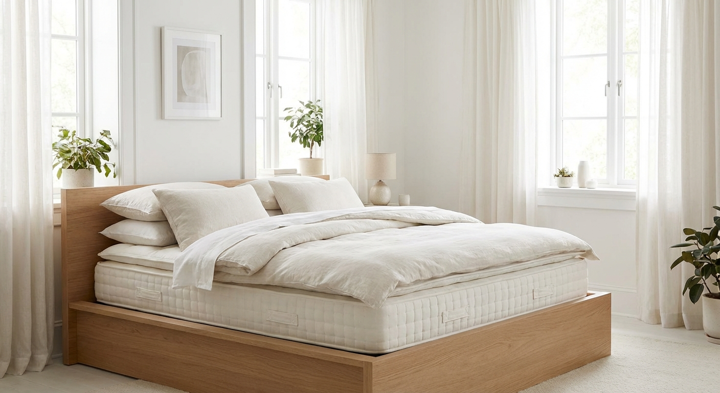 Quarto confortável com iluminacao suave